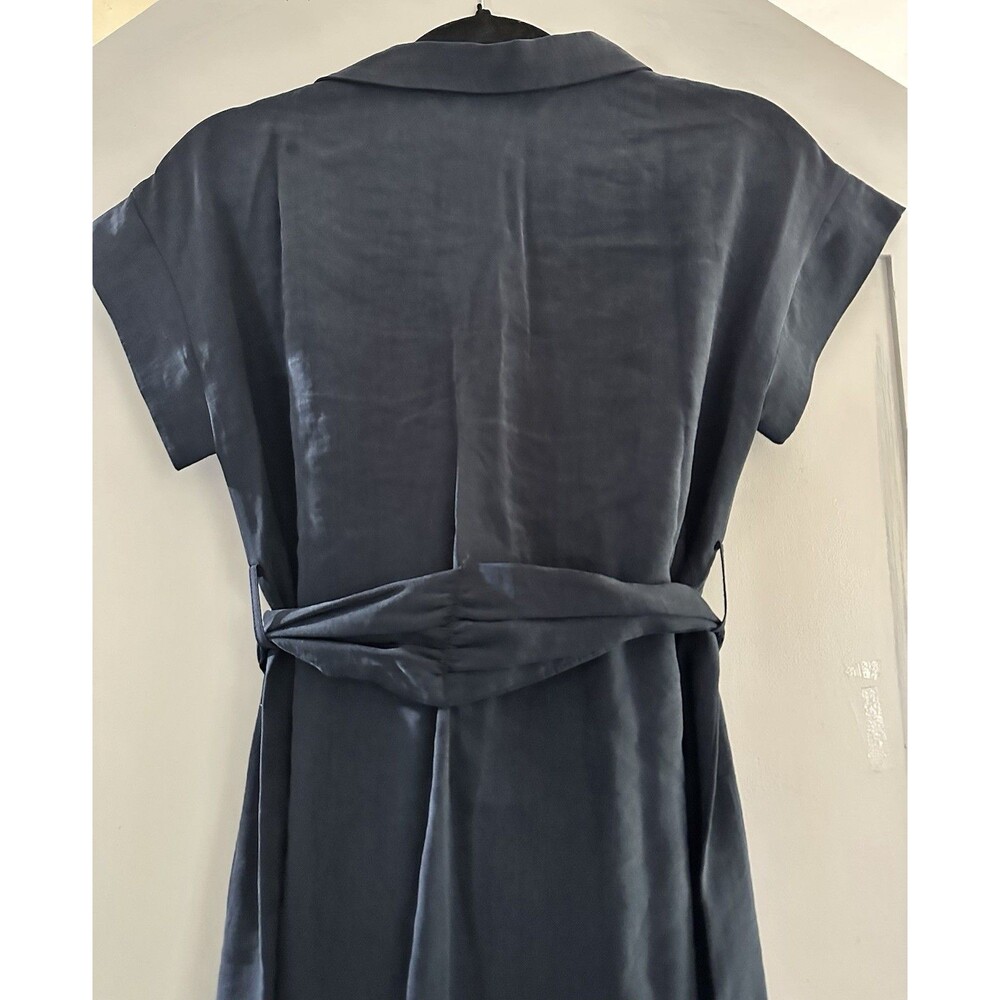 Zara Basic Navy Blue Button Down Short Sleeve Mid… - image 6